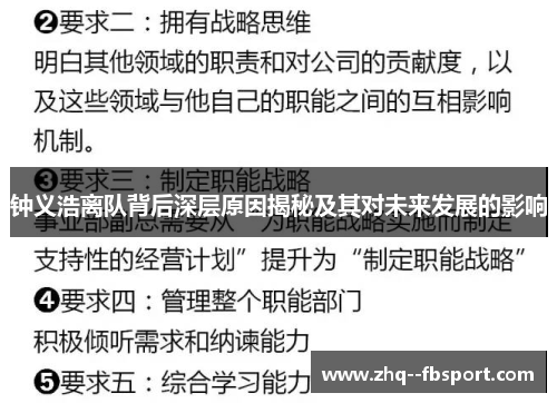 钟义浩离队背后深层原因揭秘及其对未来发展的影响